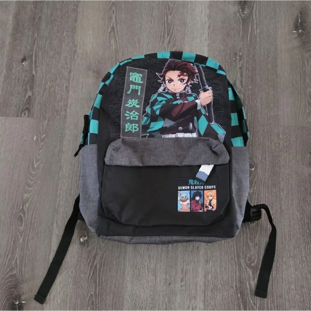 Demon Slayer: Kimetsu No Yaiba Tanjiro Kamado Teal Checkered Backpack